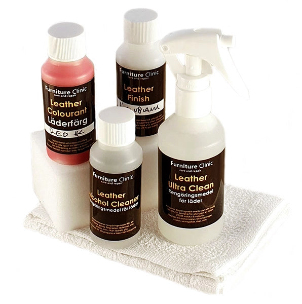 Läderfärg | Litet Kit för Infärgning av Läder | Furniture Clinic | 4 x 50 ml
