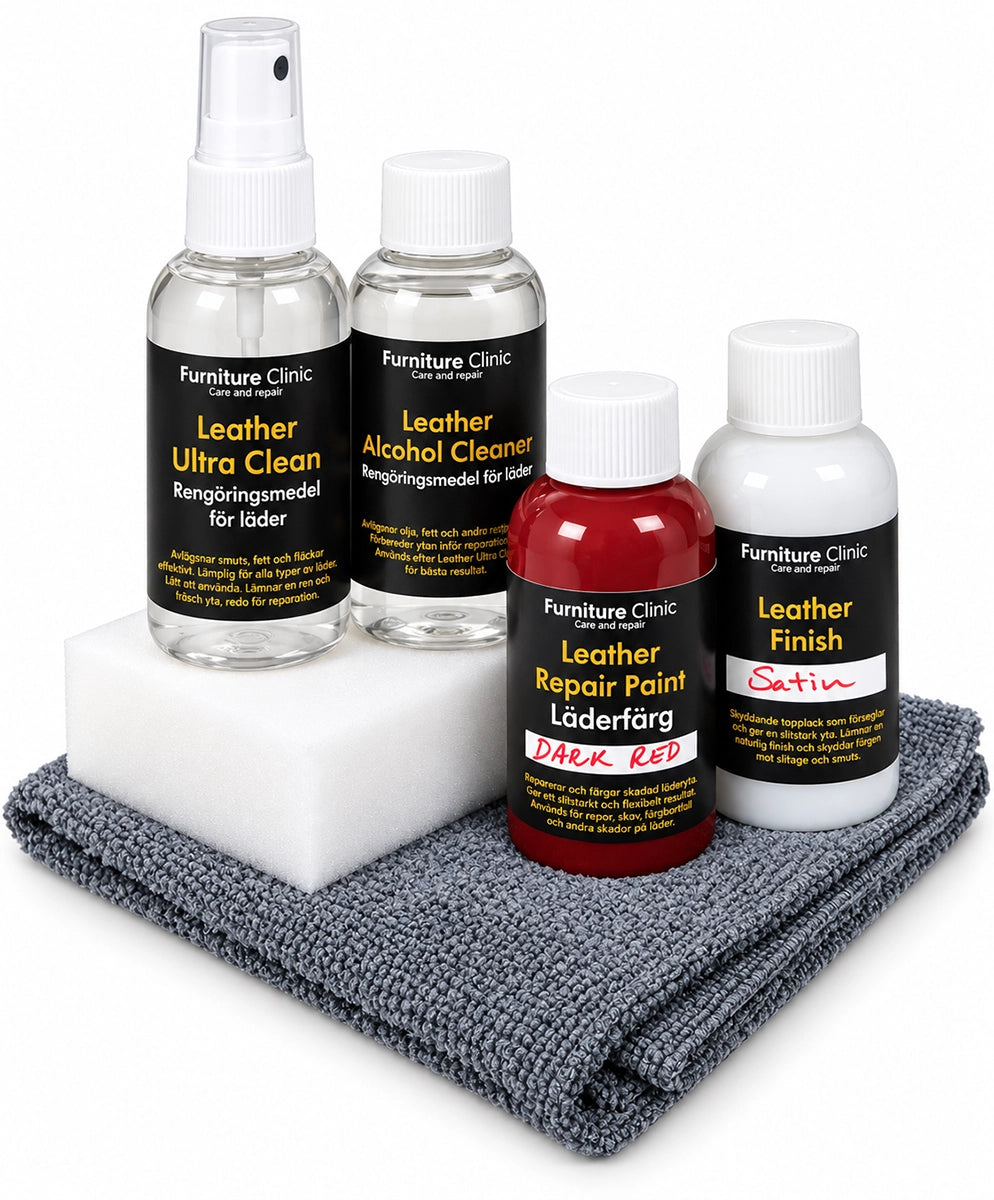 Läderfärg | Litet Kit för Infärgning av Läder | Furniture Clinic | 4 x 50 ml