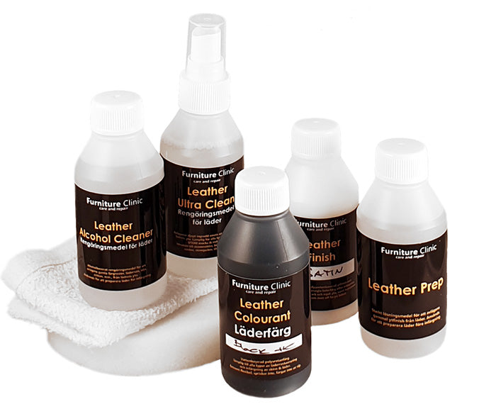 Läderfärg | Mellanstort Kit för Infärgning av Läder | Furniture Clinic | 5 x 100ml